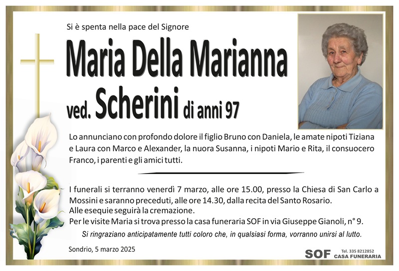 necrologio Maria Della Marianna