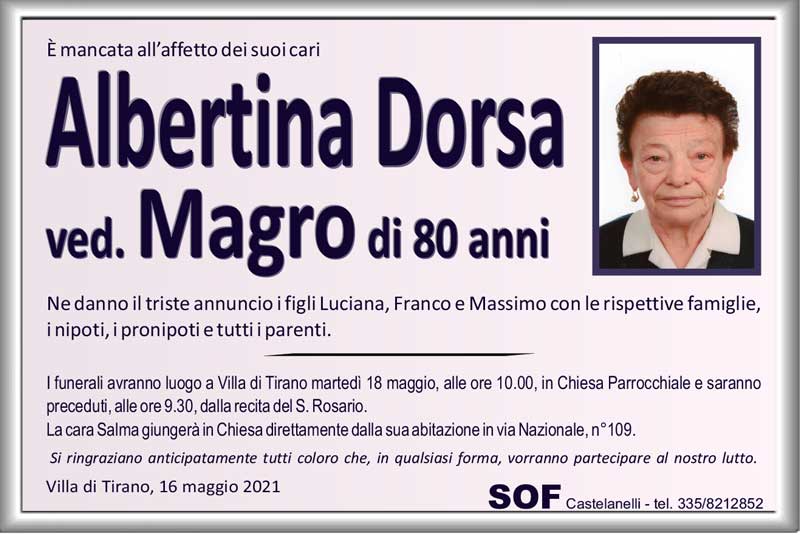 necrologio Dorsa Albertina