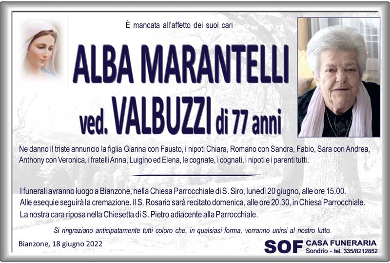 necrologio Marantelli Alba