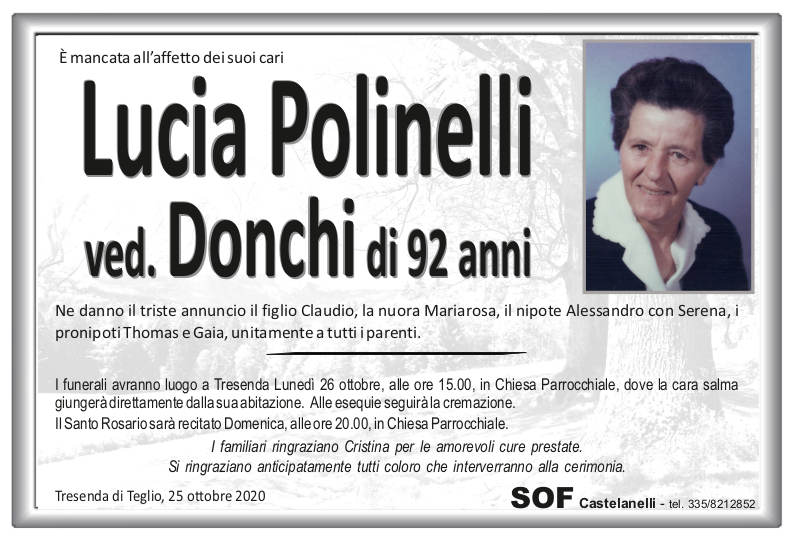 necrologio Polinelli Lucia