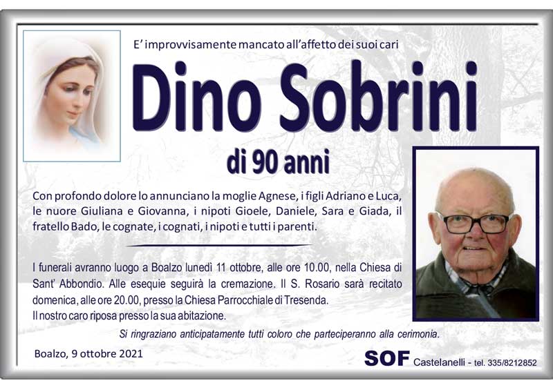 necrologio Sobrini Dino