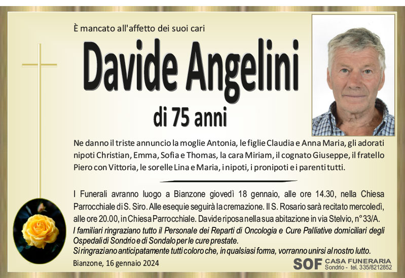 necrologio Angelini Davide
