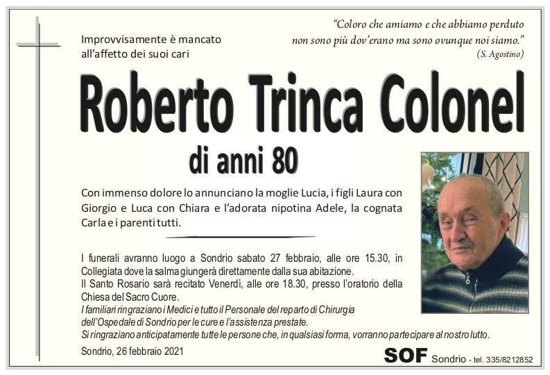 necrologio Trinca Colonel Roberto