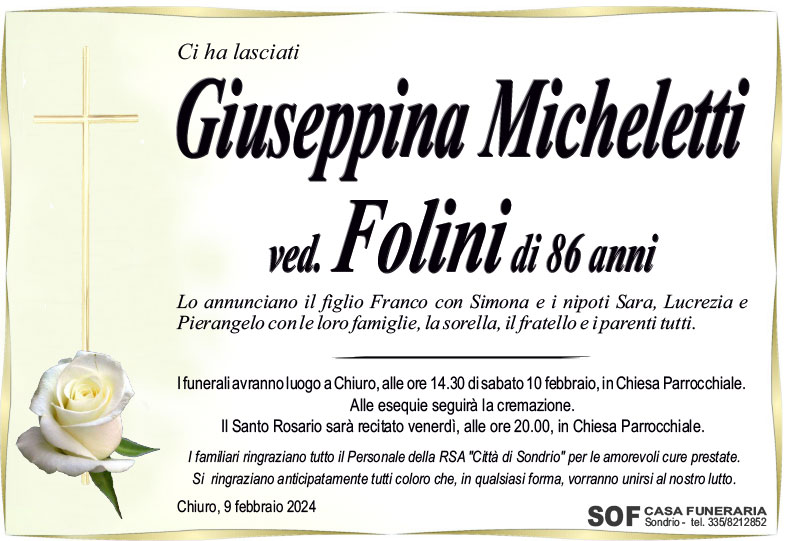 necrologio Micheletti Giuseppina