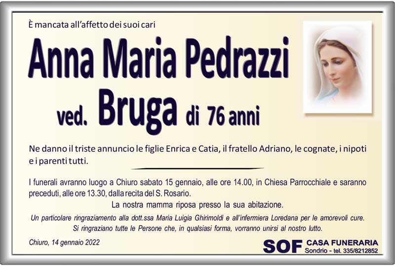 necrologio Pedrazzi Anna Maria