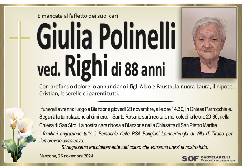 necrologio Polinelli Giulia