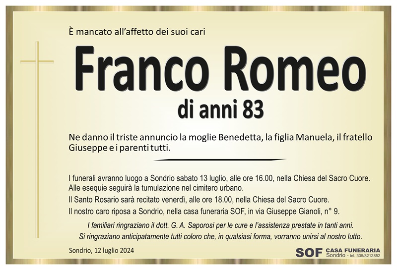 /necrologio Romeo Franco