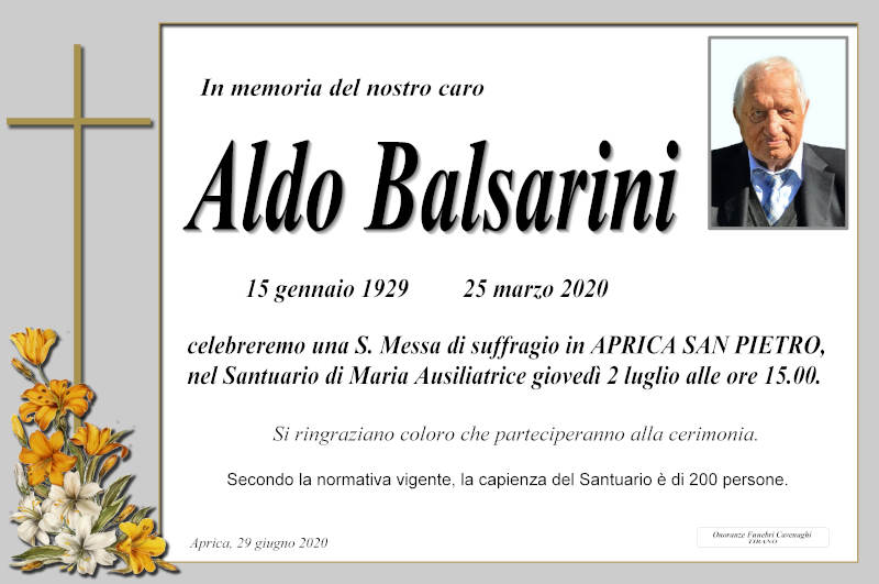 necrologio Balsarini Aldo