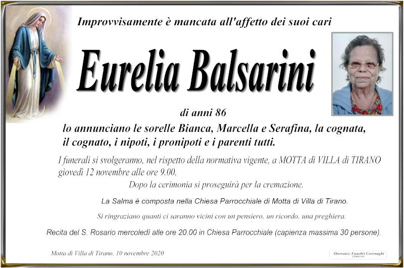 necrologio Balsarini Eurelia