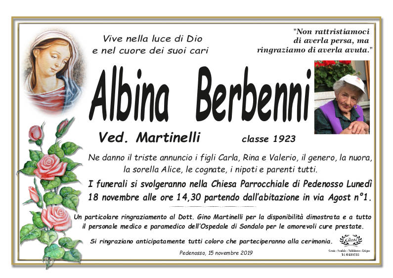 necrologio Berbenni Albina