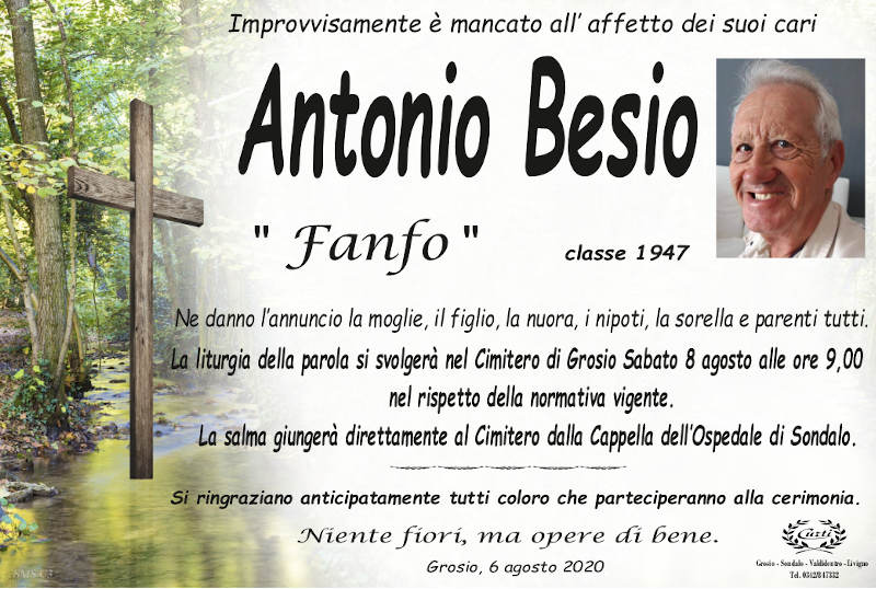 necrologio Besio Antonio