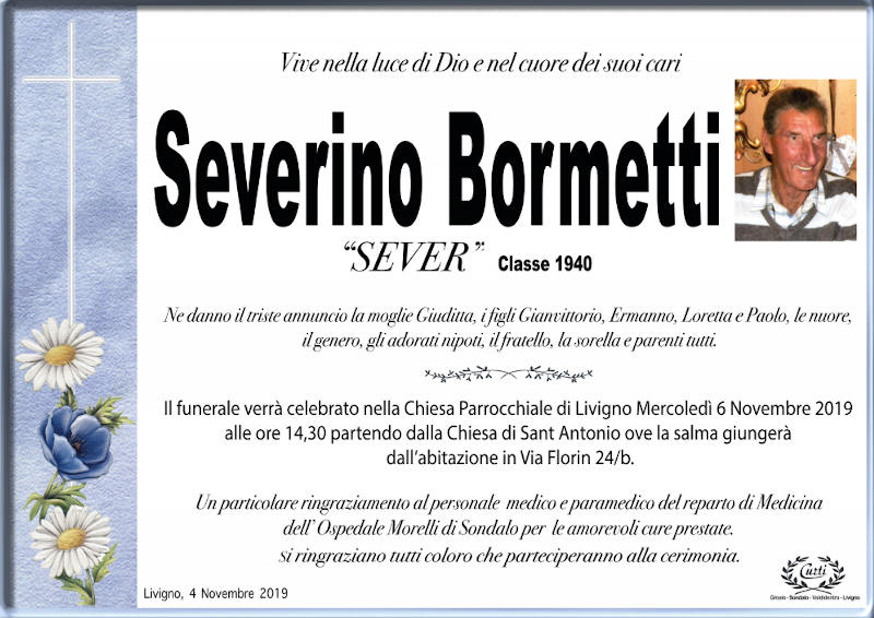 necrologio Bormetti Severino
