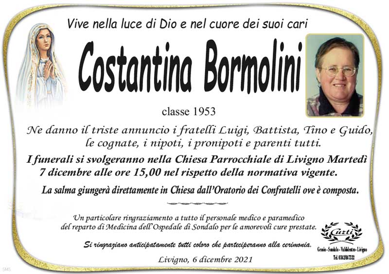 necrologio Bomolini Costantina