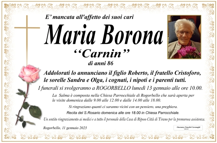 Necrologio Borona Maria