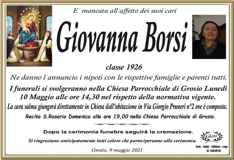 necrologio Borsi Giovanna