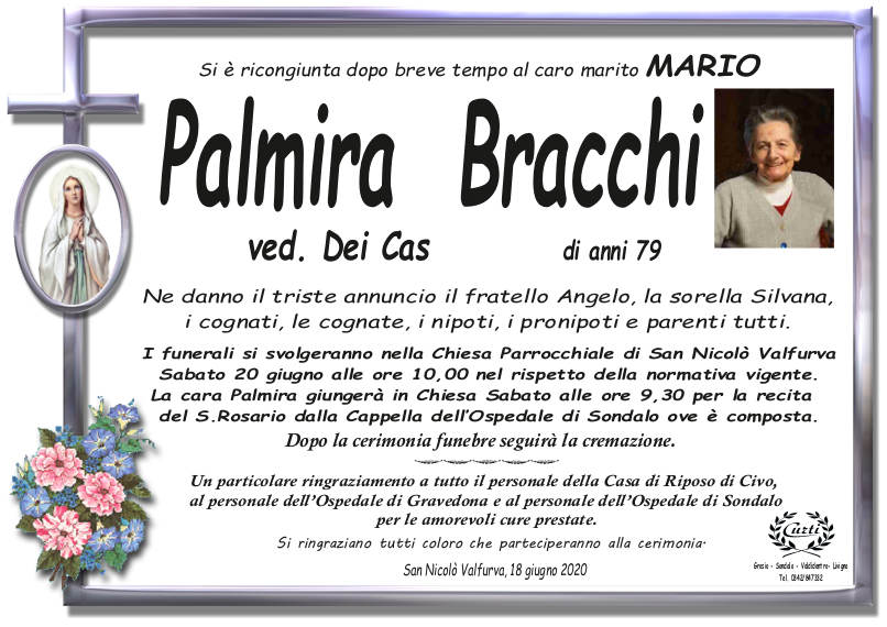 necrologio Bracchi Palmira