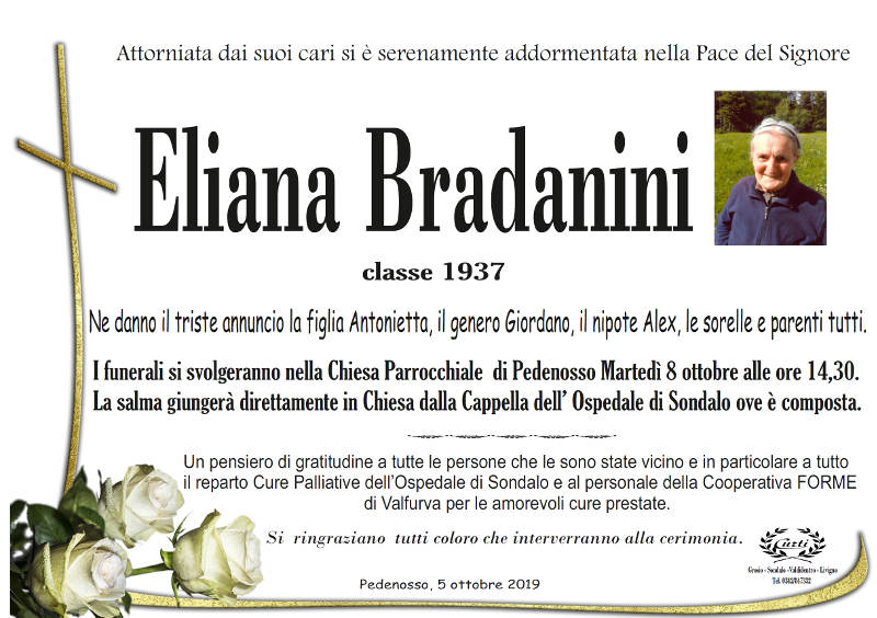necrologio Bradanini Eliana