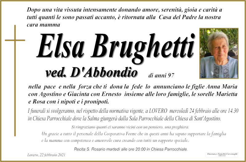 necrologio Brughetti Elsa