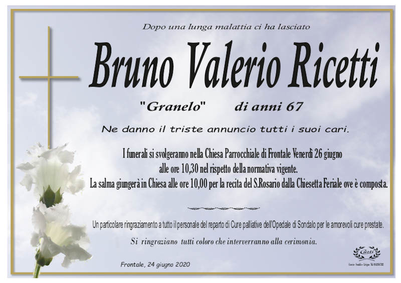 necrologio Ricetti Bruno Valerio