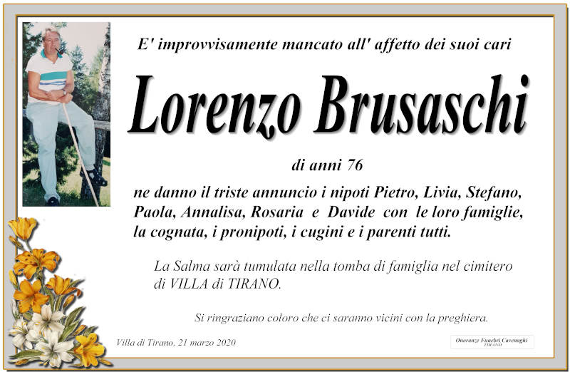 necrologio Brusaschi Lorenzo