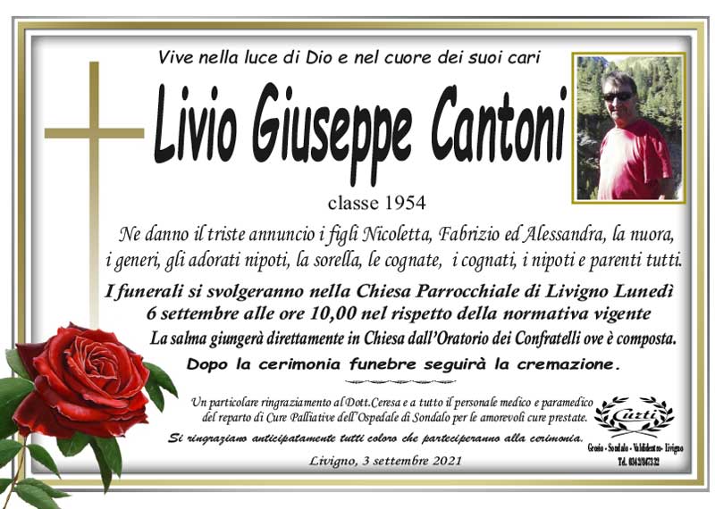 necrologio Cantoni Livio Giuseppe
