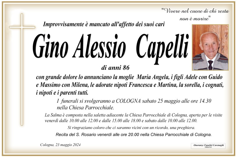 Necrologio Capelli Gino Alessio