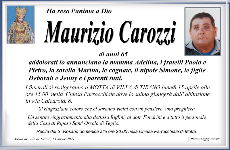 Necrologio Carozzi Maurizio