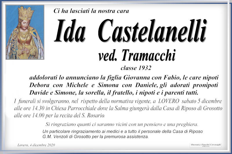 necrologio Castellanelli Ida