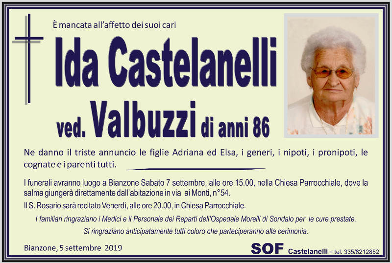 necrologio Castelanelli Ida