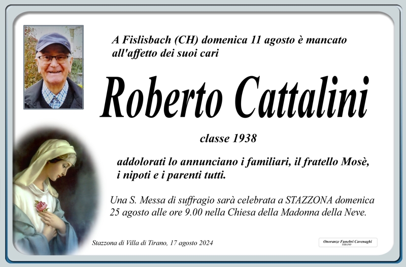 Necrologio Cattalini Roberto INTORNO TIRANO