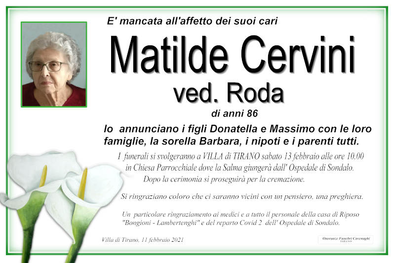 necrologio Cervini Matilde
