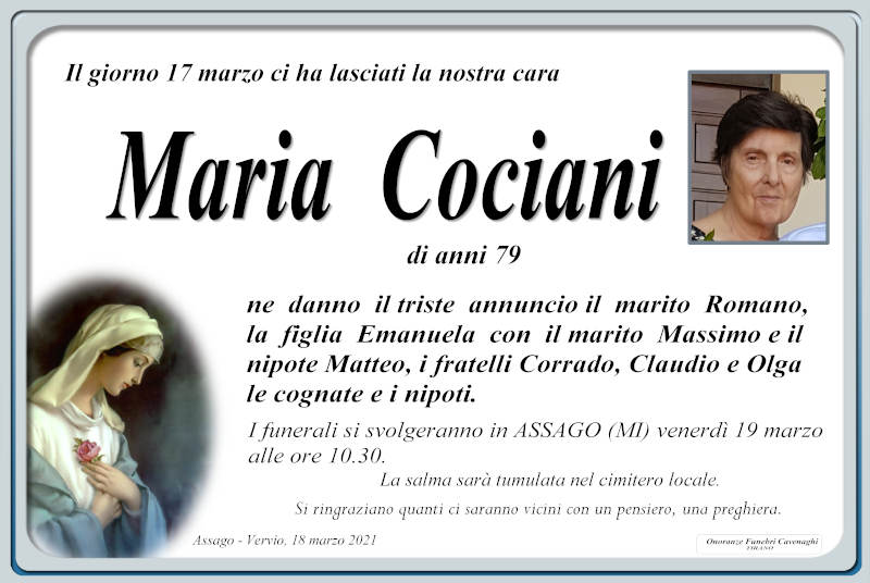 /necrologio Cociani Maria