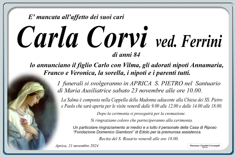 Necrologio Corvi Carla