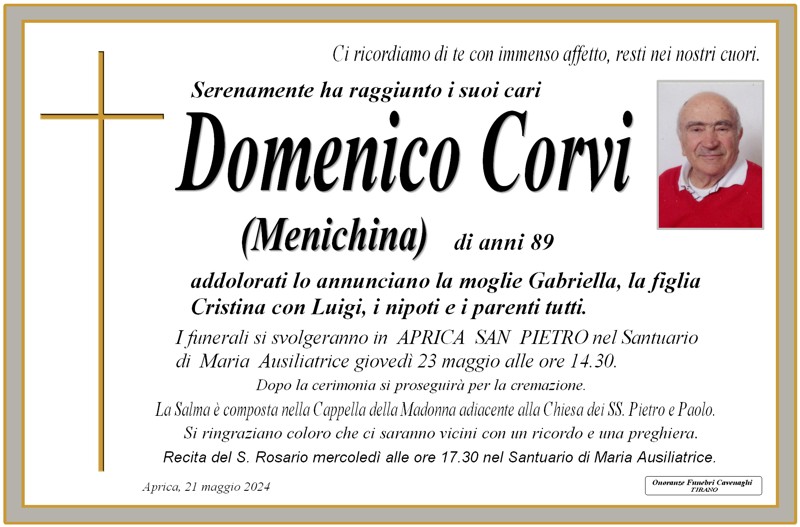Necrologio Corvi Domenico (Menichina)