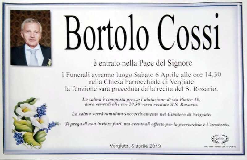 necrologio Cossi Bortolo