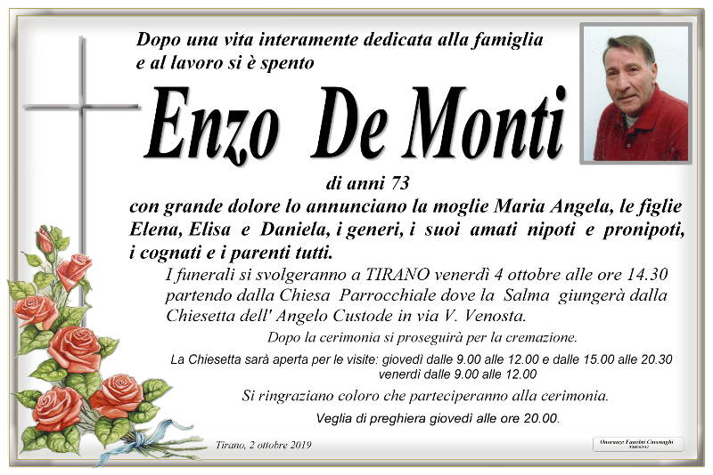necrologio De Monti Enzo