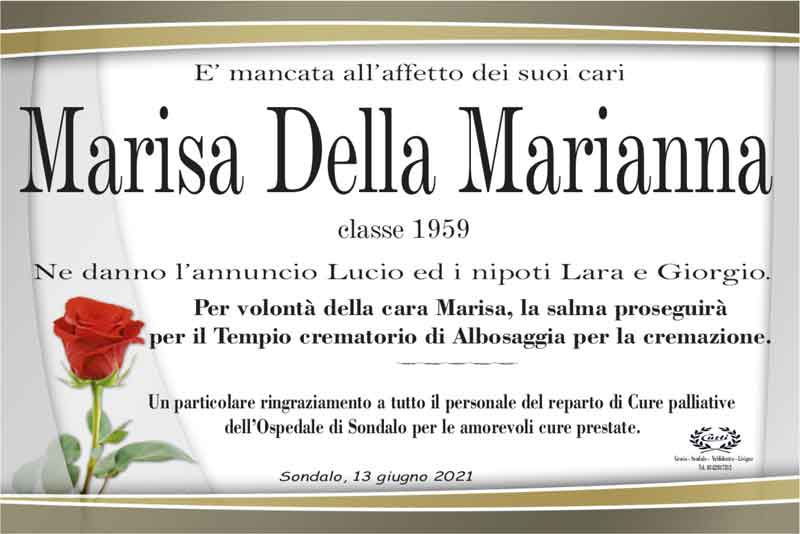 necrologio Della Marianna Marisa