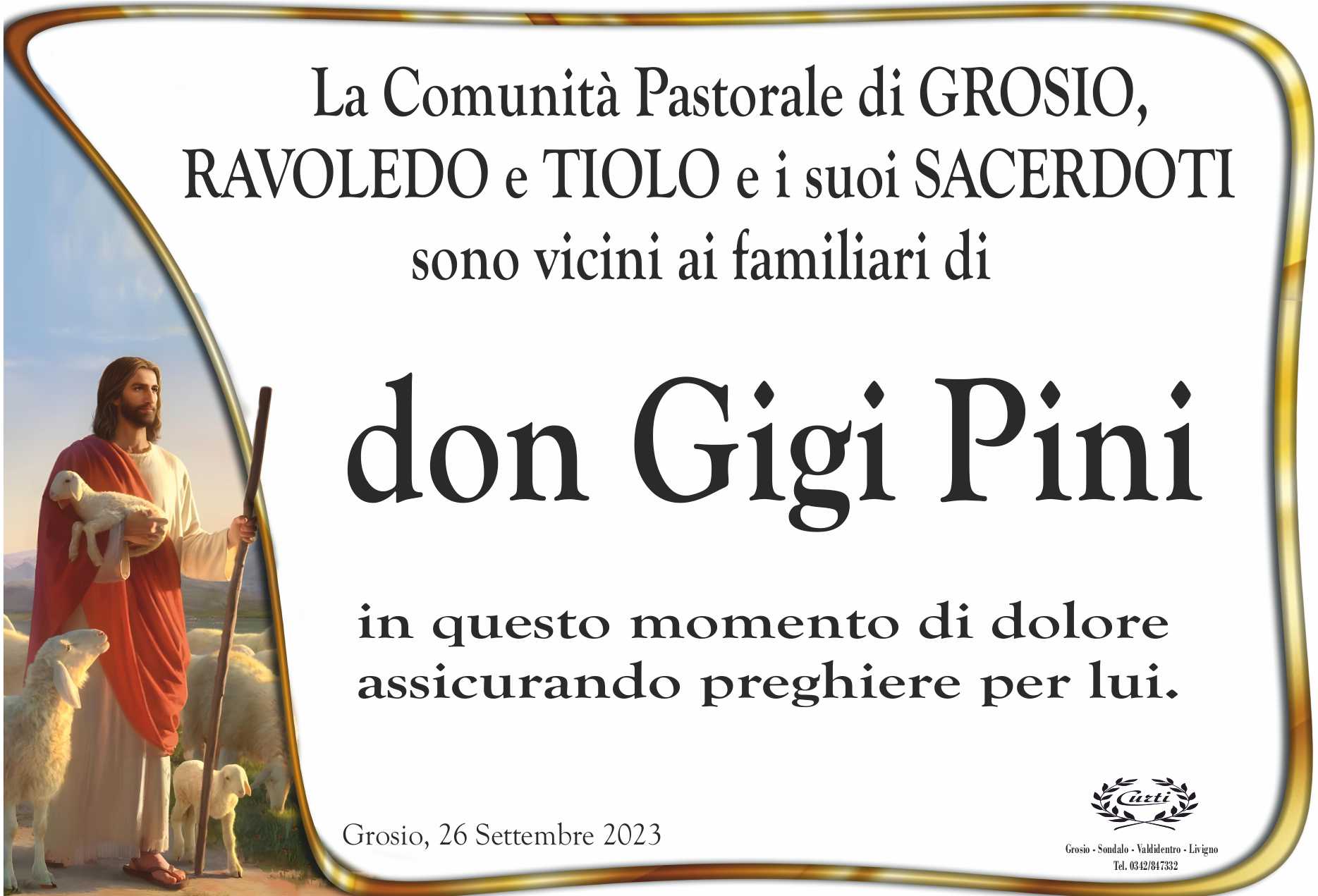 partecipazione lutto don gigi pini comunit'a pastorale
