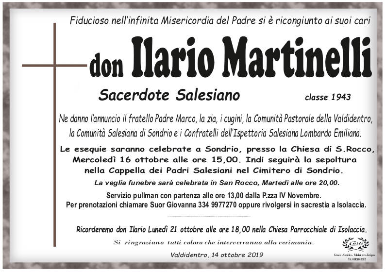 necrologio don Martinelli Ilario