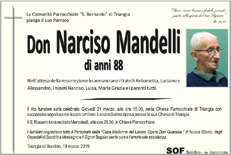 necrologio Don Narciso Mandelli