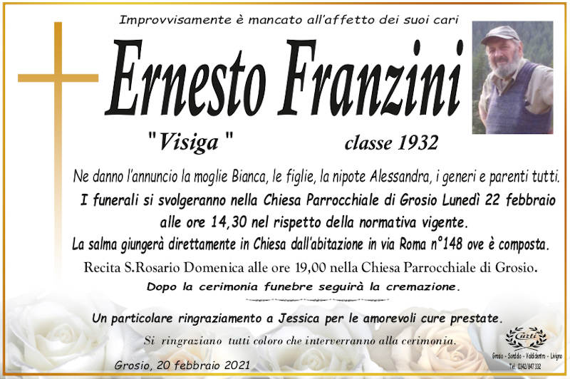necrologio Franzini Ernesto