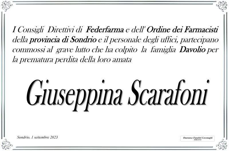 /Partecipazione Federfarma Sondrio per Scarafoni Giuseppina