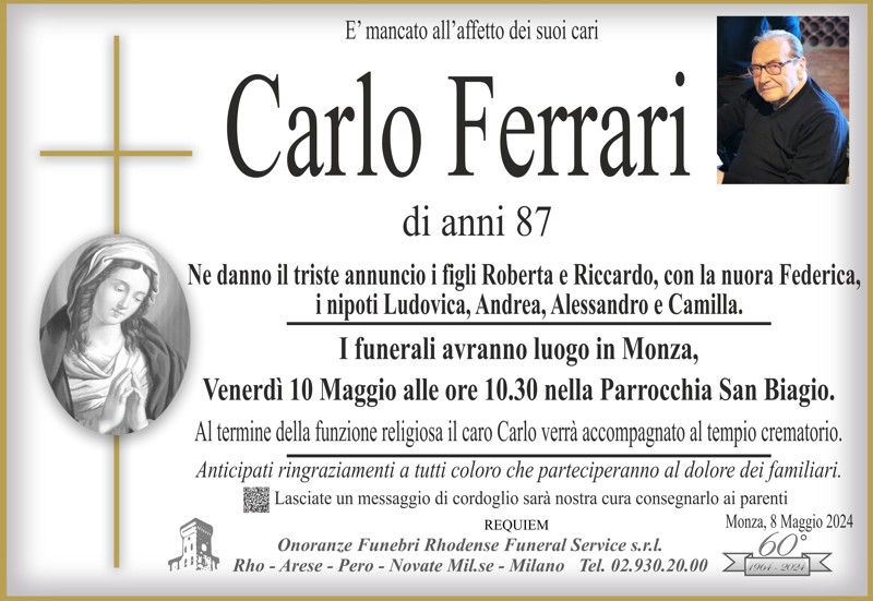 Necrologio Ferrari Carlo