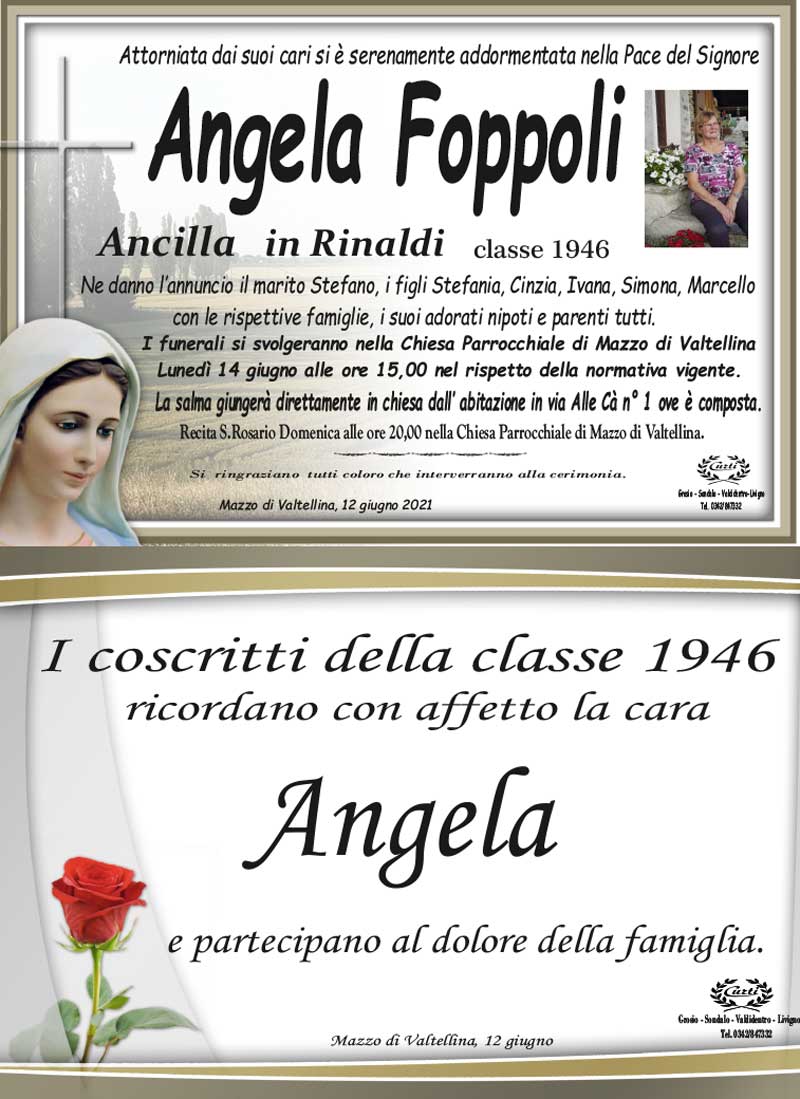 necrologio Foppoli Angela