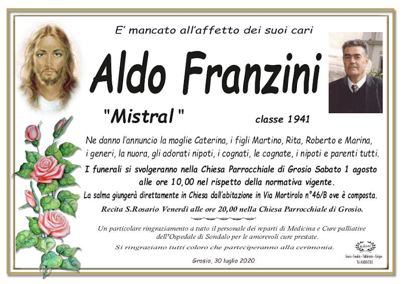 necrologio Franzini Aldo