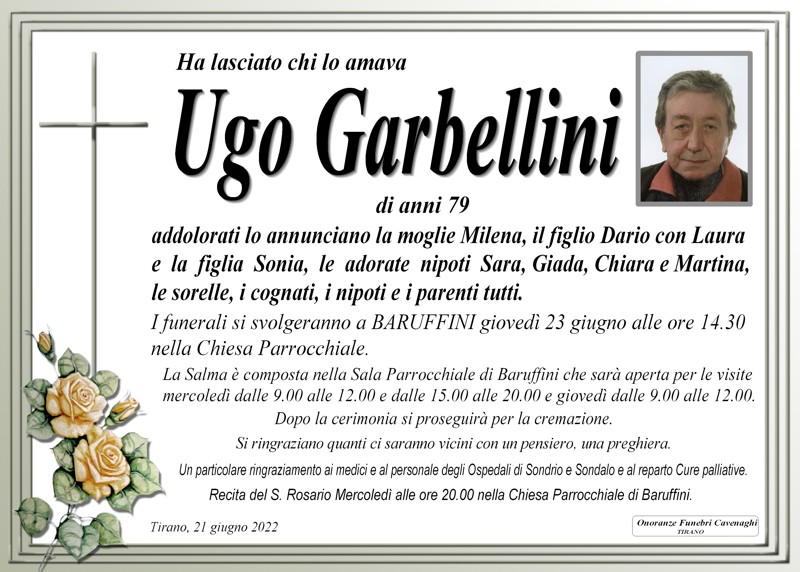 Necrologio Garbellini Ugo