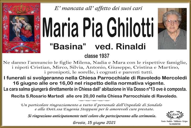 necrologio Ghilotti Maria Pia
