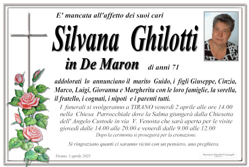 necrologio Ghilotti Silvana