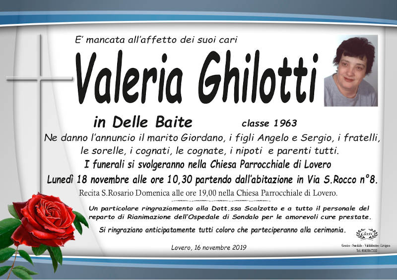 necrologio Ghilotti Valeria