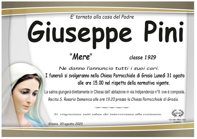 necrologio Pini Giuseppe